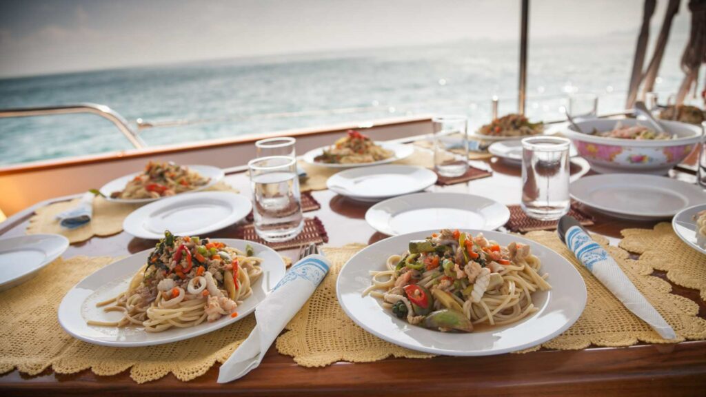 A lunch on a yacht