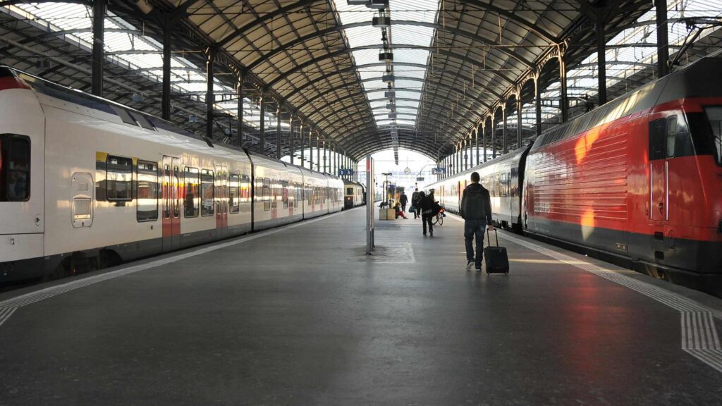 trains dans une gare